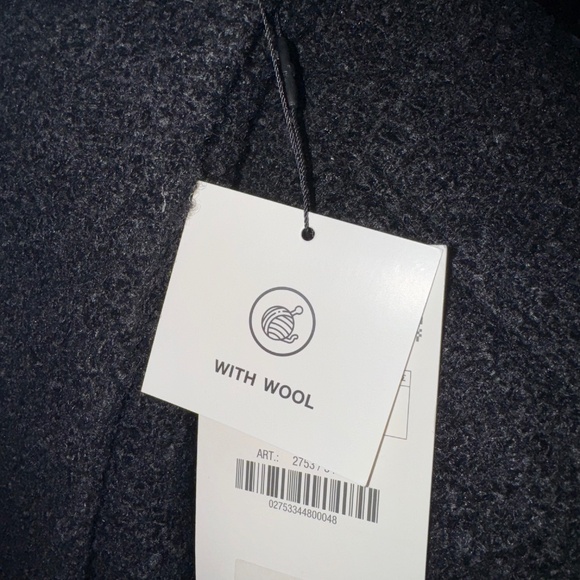 NWT ZARA Coat BOUCLE Wool Blend DOUBLE BREASTED Jacket Black L - Picture 9 of 9